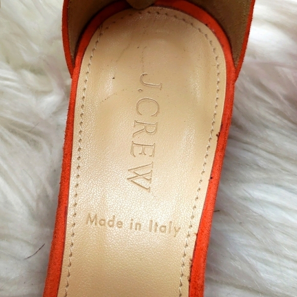 J.CREW Orange Suede Ankle Strap Zip Lillian Low Mini Wedge Sandals 6 - Picture 2 of 7